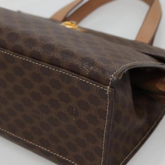CELINE Macadam Canvas Hand Bag PVC Leather 2way Brown Gold Auth 123320 - Picture 9 of 15